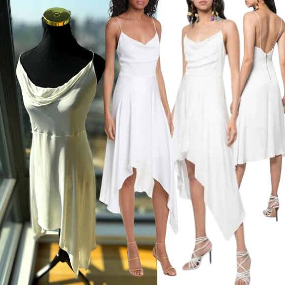 🆕 ALICE + OLIVIA 🧿 NWT Alita Spaghetti Strap Drape Asymmetrical Dress, Sz6 - Picture 1 of 16